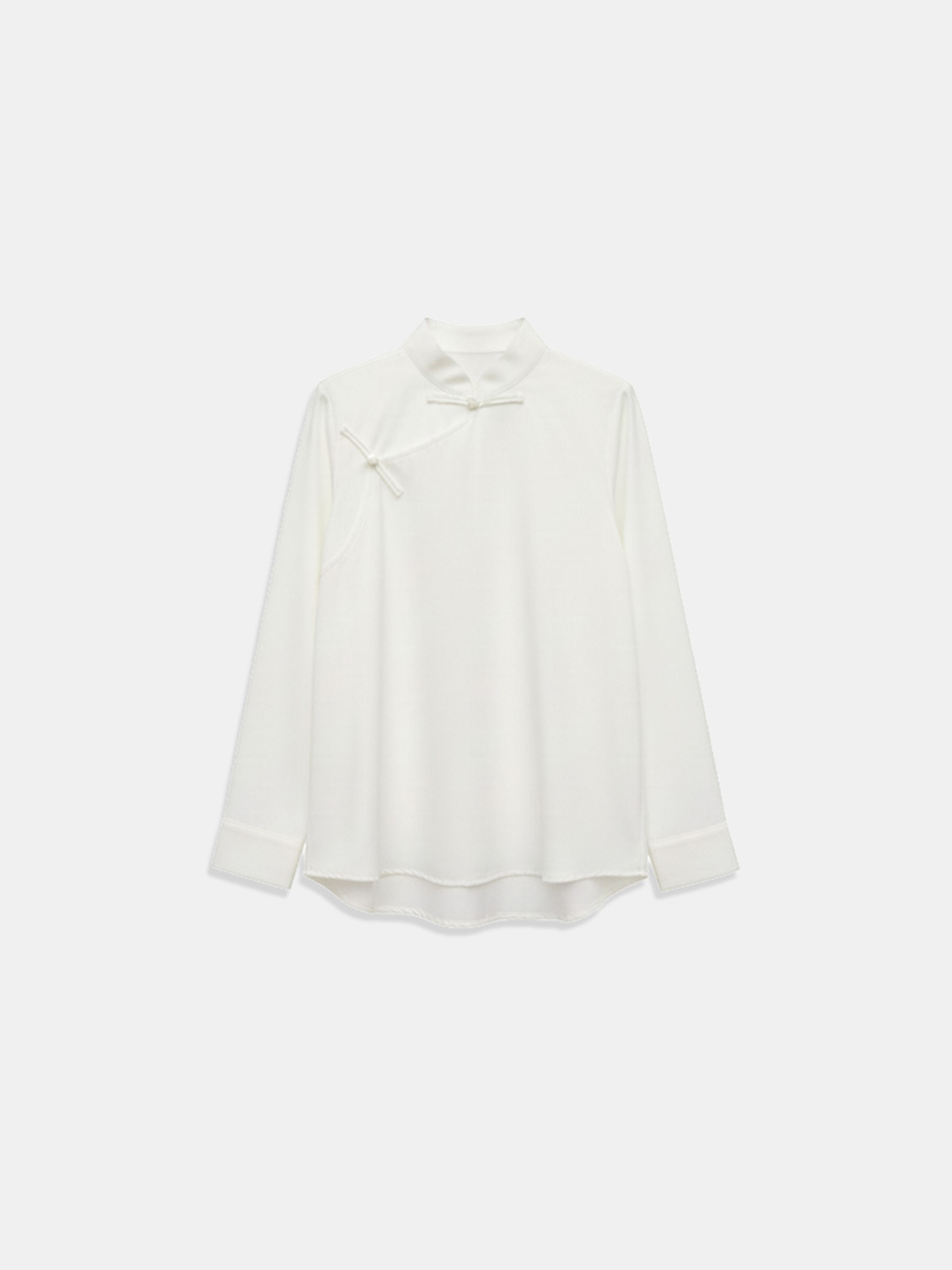 白色中式真丝衬衫