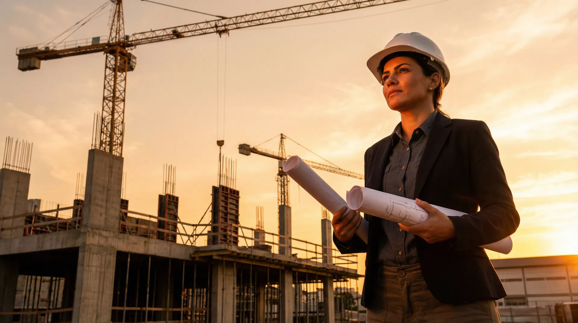 Engenheira em canteiro de obras