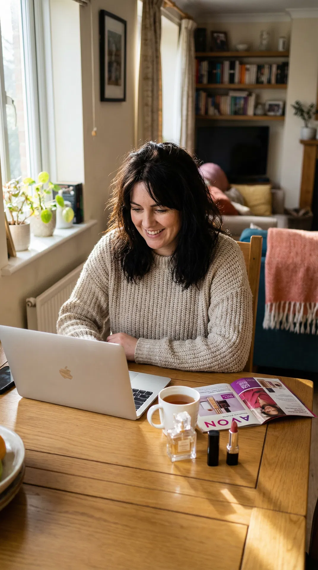 Avon representative managing her online store