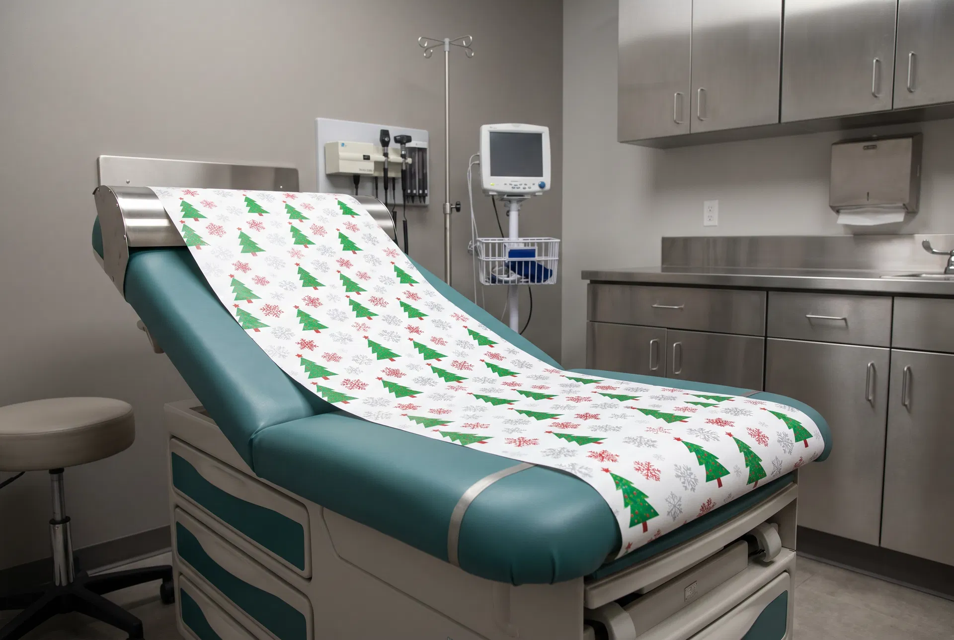 Christmas medical exam table paper