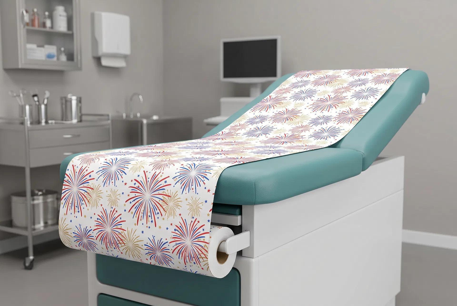 4th of July Fireworks medical exam table paper