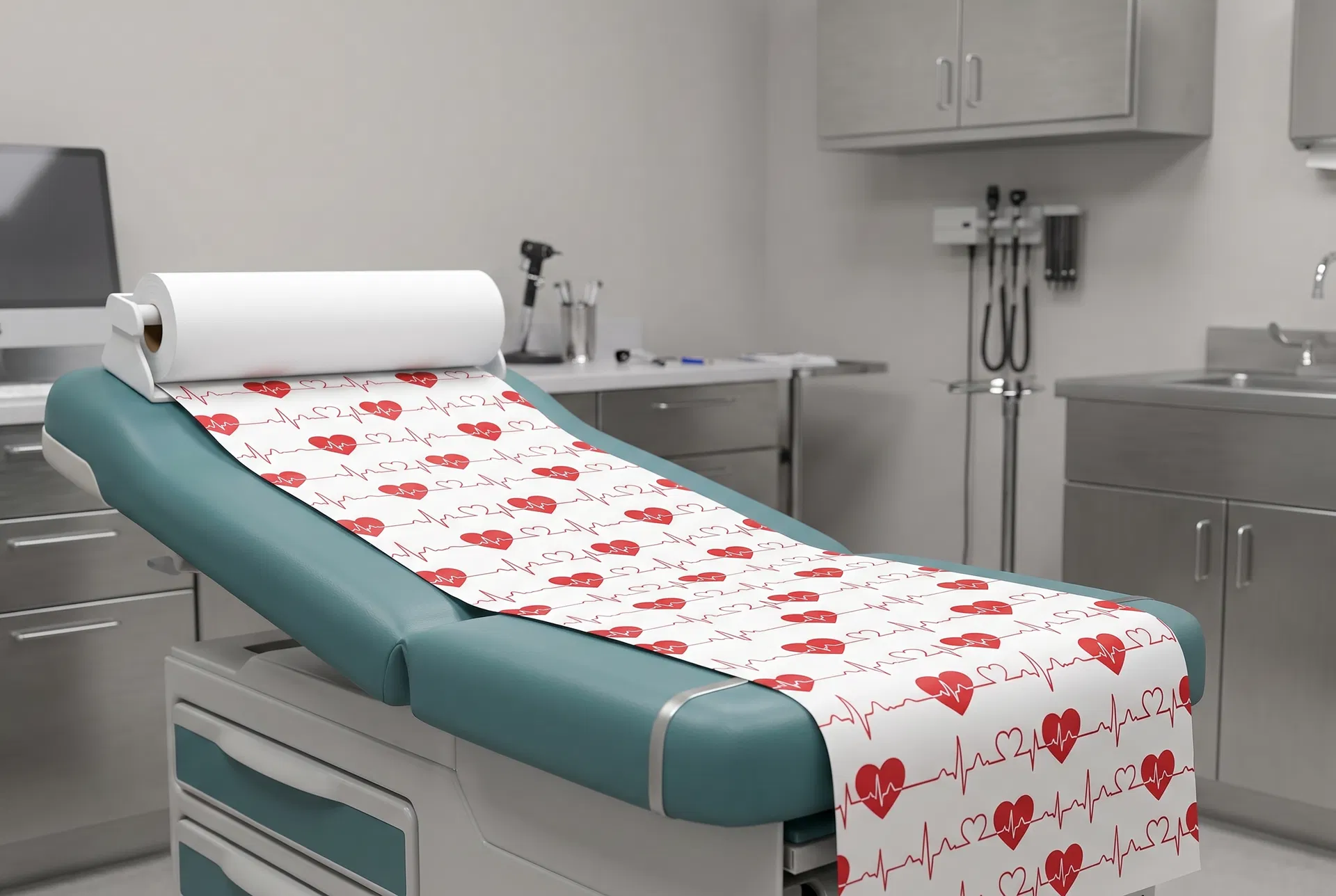 Valentine's Day medical exam table paper