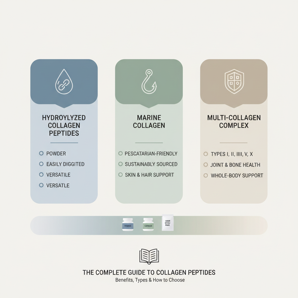 Comparison of different The Complete Guide to Collagen Peptides: Benefits, Types & How to Choose supplement forms