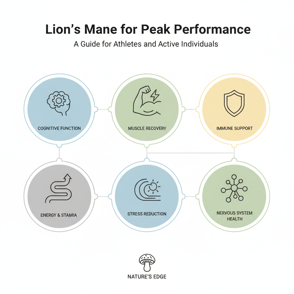 Key benefits of Lion's Mane for Peak Performance: A Guide for Athletes and Active Individuals illustrated