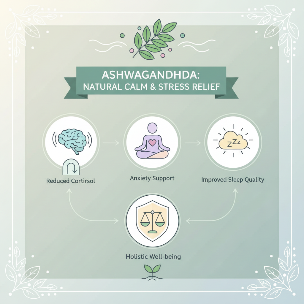 Key benefits of Ashwagandha for Stress and Anxiety: A Natural Approach to Calm illustrated