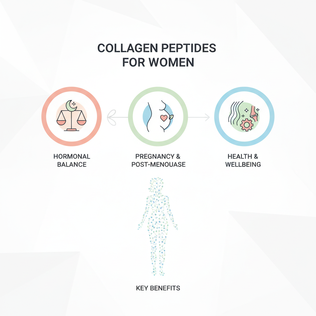 Key benefits of Collagen Peptides for Women: Supporting Hormonal Balance, Pregnancy & Post-Menopause illustrated