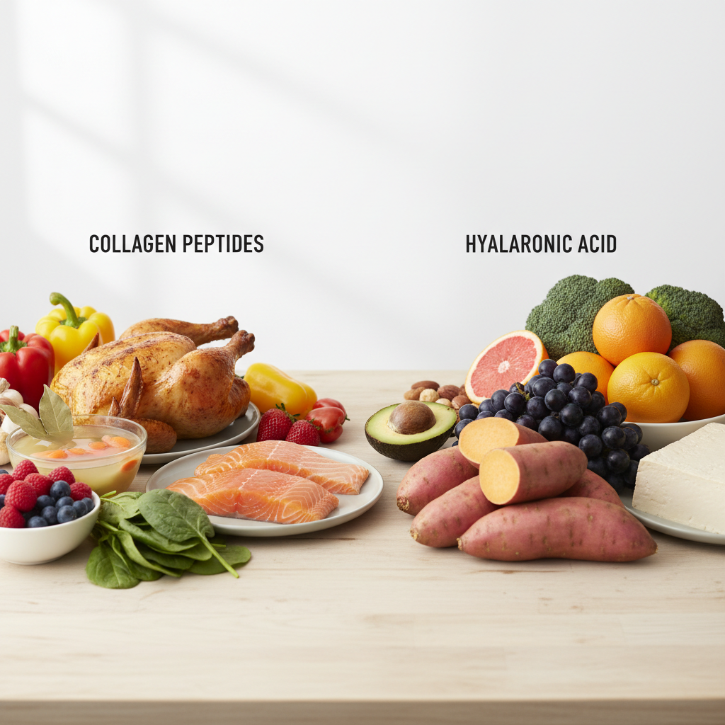 Natural ingredients rich in Collagen Peptides vs. Hyaluronic Acid: Which is Best for Anti-Aging?