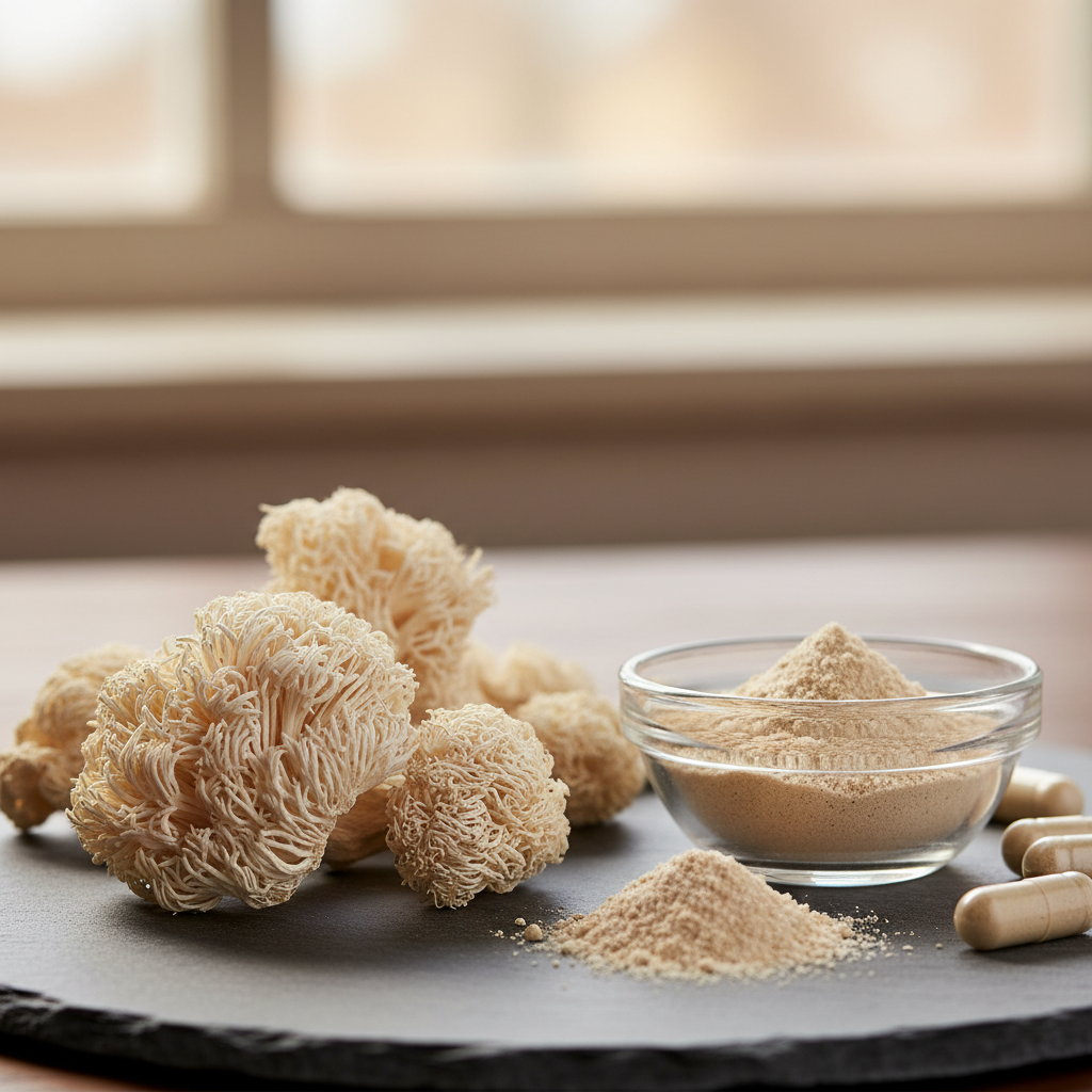 Enhancing Focus and Mood: Lion's Mane Benefits for Women's Well-being supplement ingredient in natural form