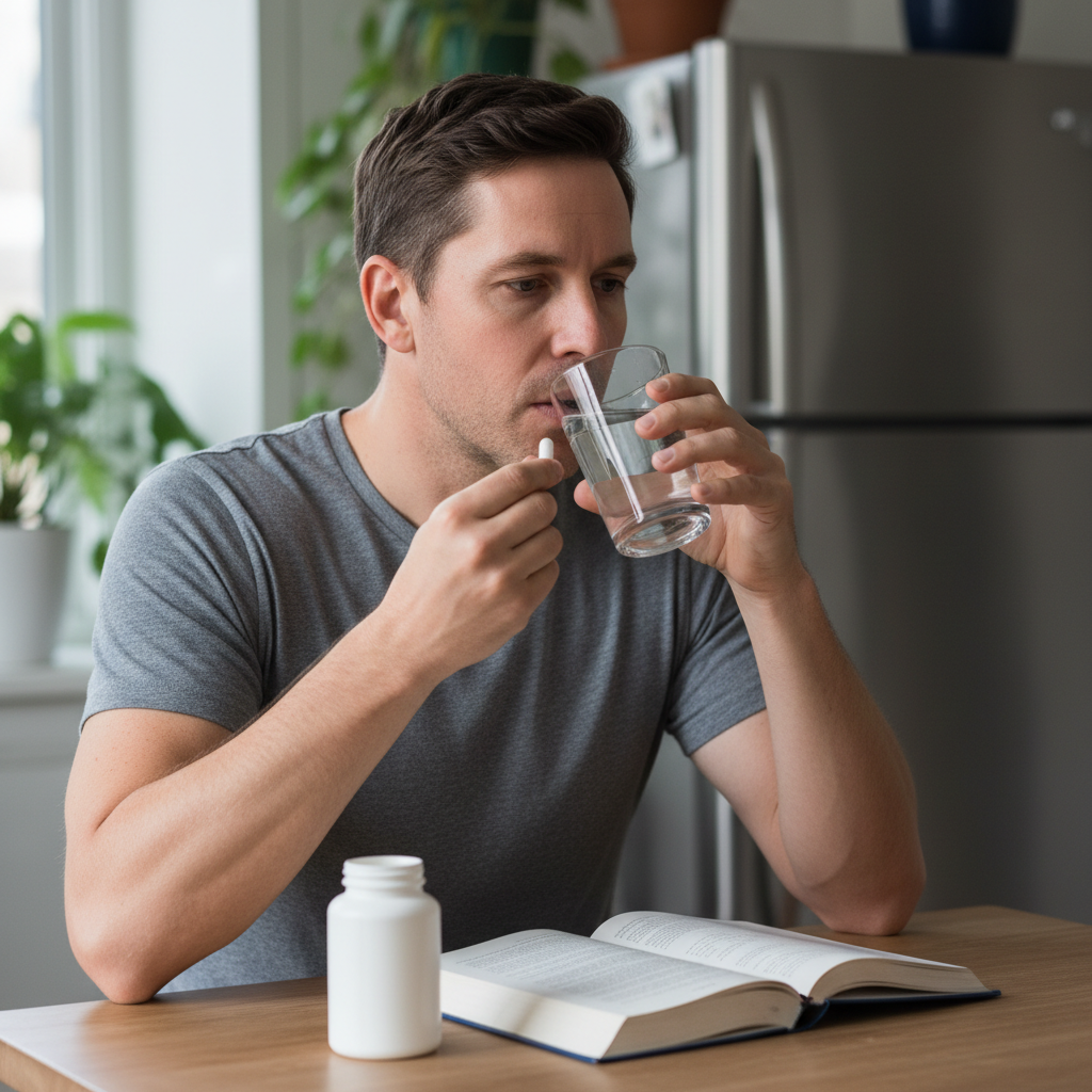 Man taking magnesium supplement