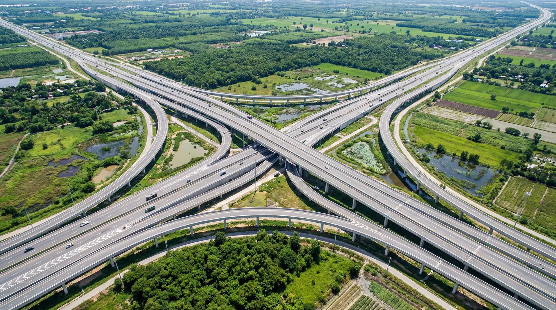 Aerial view of highway interchange infrastructure built by BBSB International in Malaysia