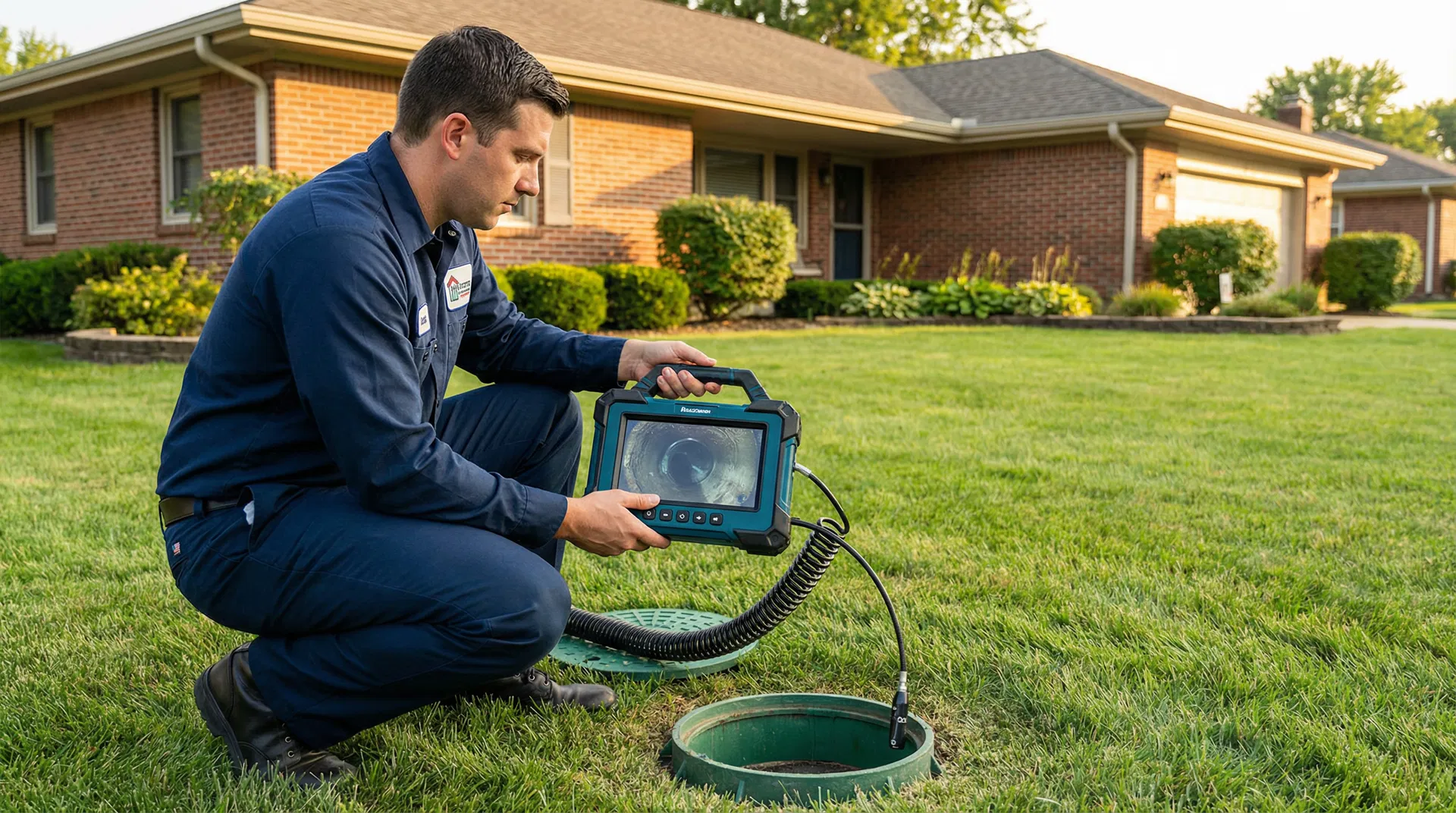 Sewer Line Savers technician performing camera inspection