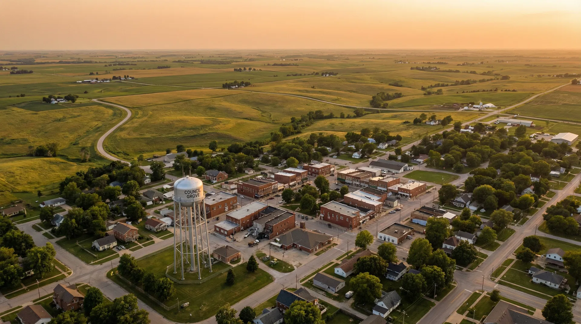 Aerial view of Council Grove, Kansas