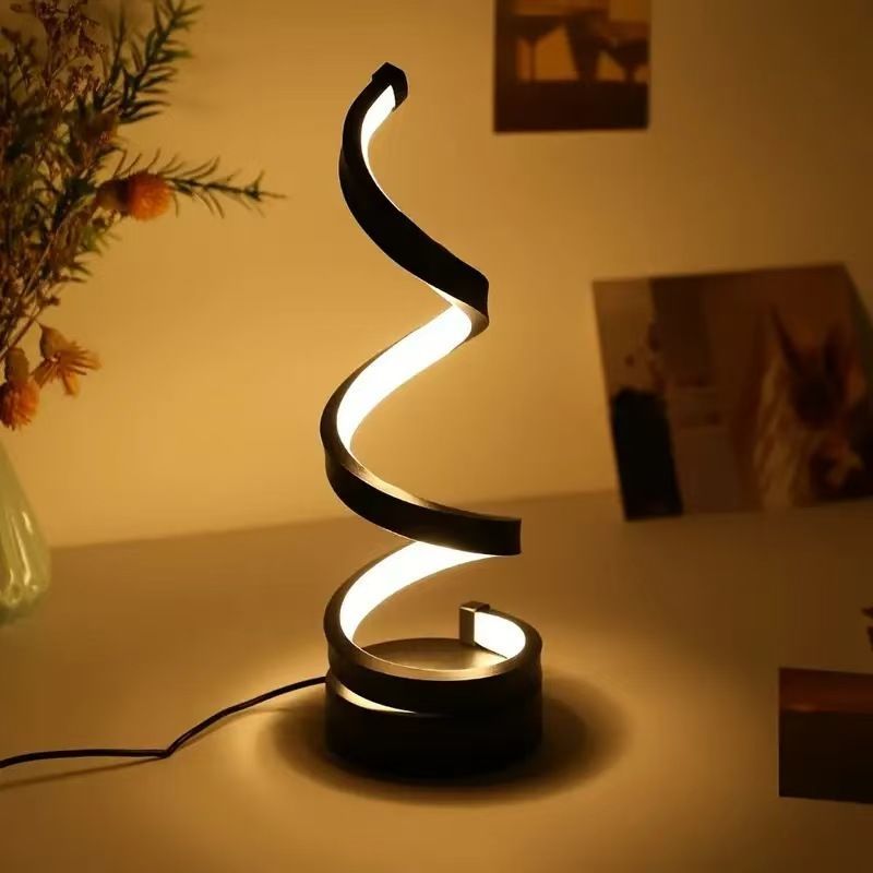 Modern Spiral LED Table Lamp with Stepless Dimming