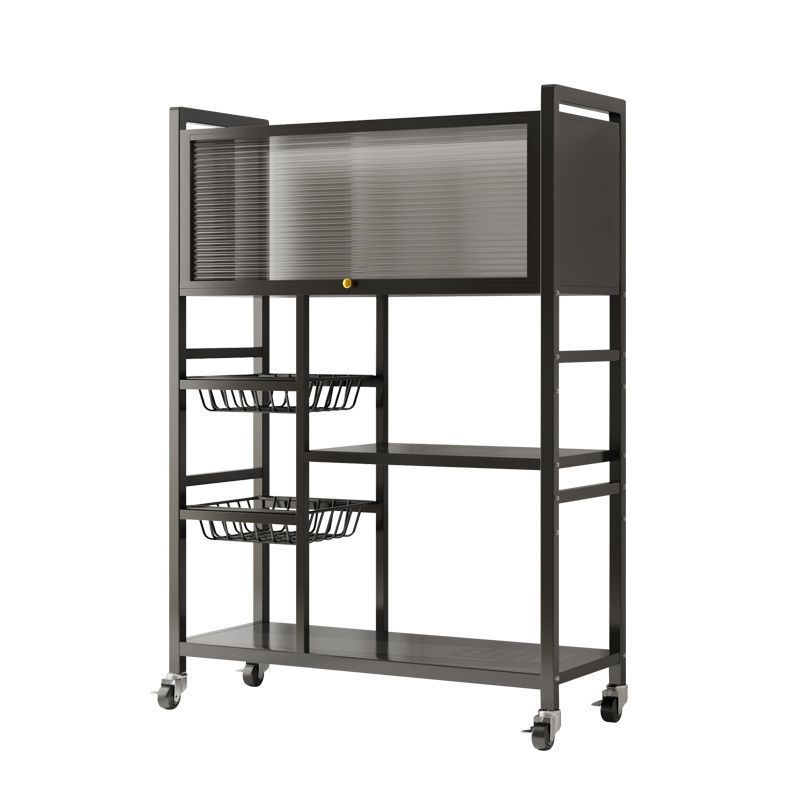 Multi-functional Kitchen Storage Rack with Rolling Shutters and Baskets