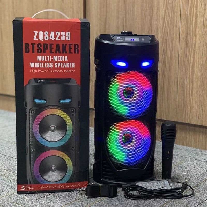 Portable Bluetooth Speaker with RGB Lights and Microphone