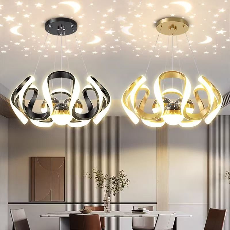 Modern LED Chandelier with Starry Sky Projection