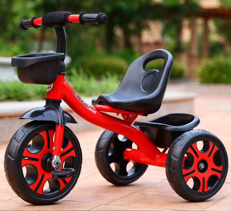 Children's Outdoor Riding Tricycle with Storage Basket