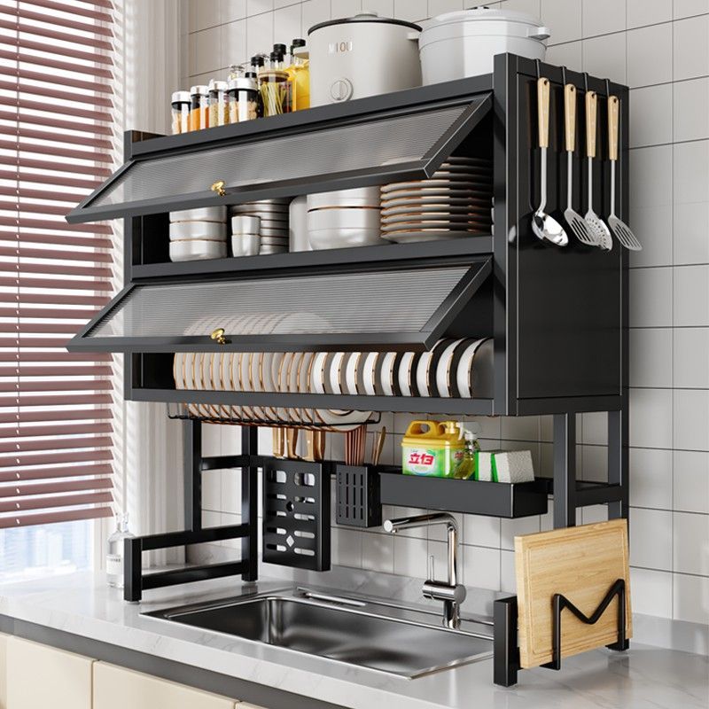 Over-Sink Kitchen Dish Drying Rack with Cabinet Doors