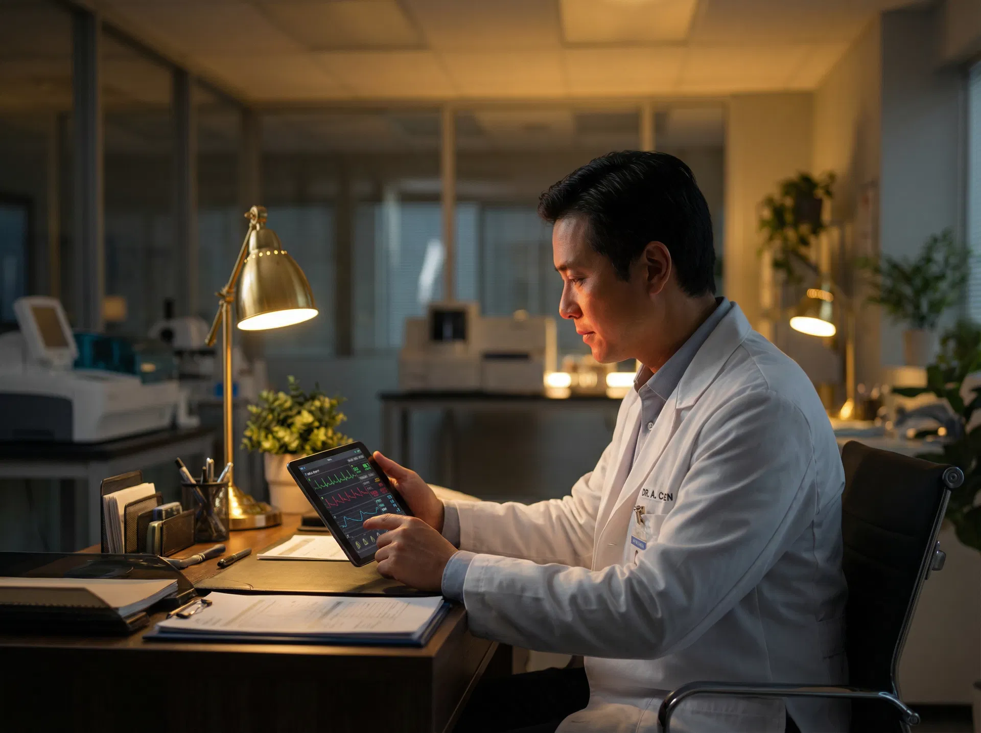 Physician reviewing labs