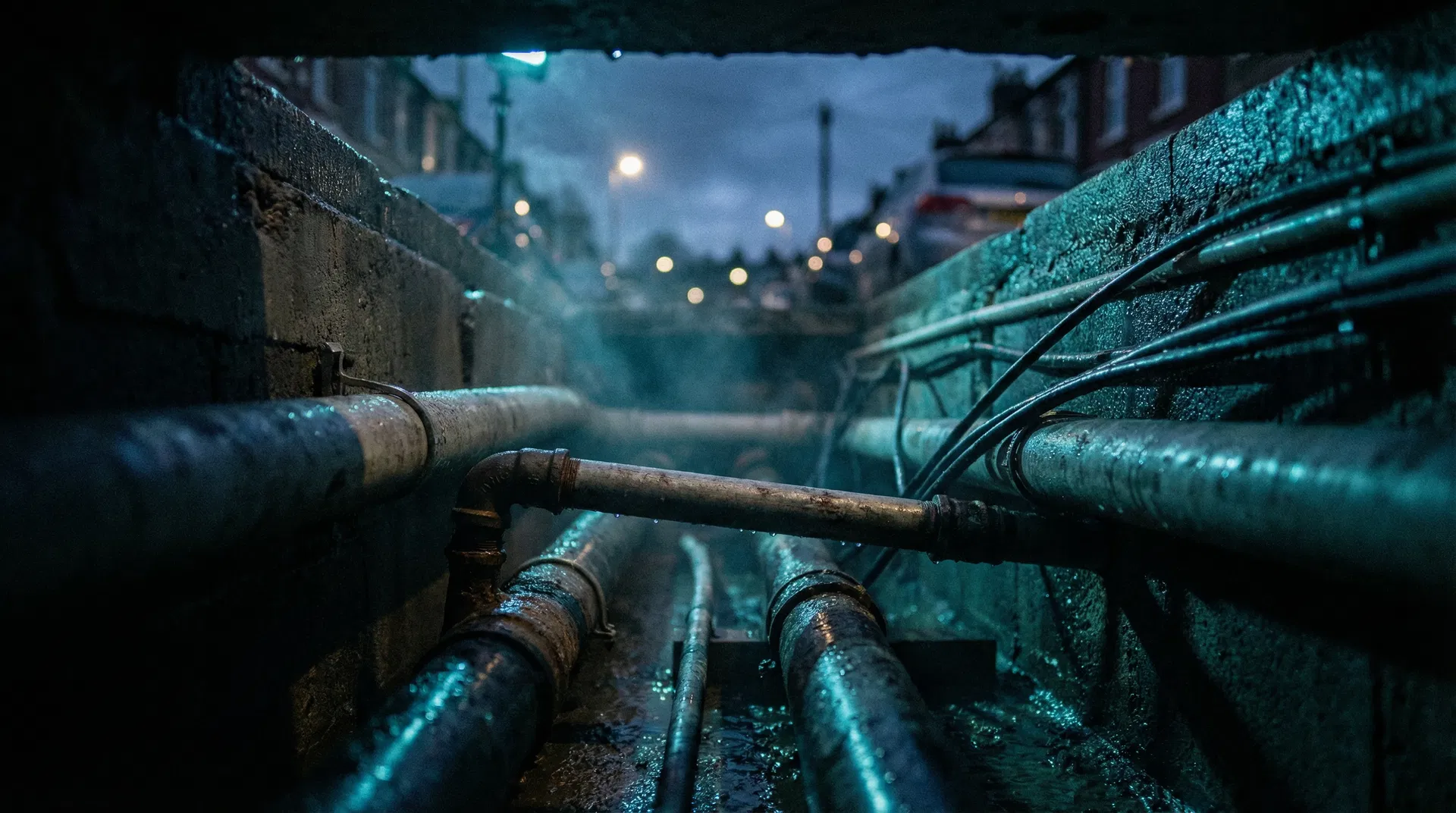 Underground water pipes