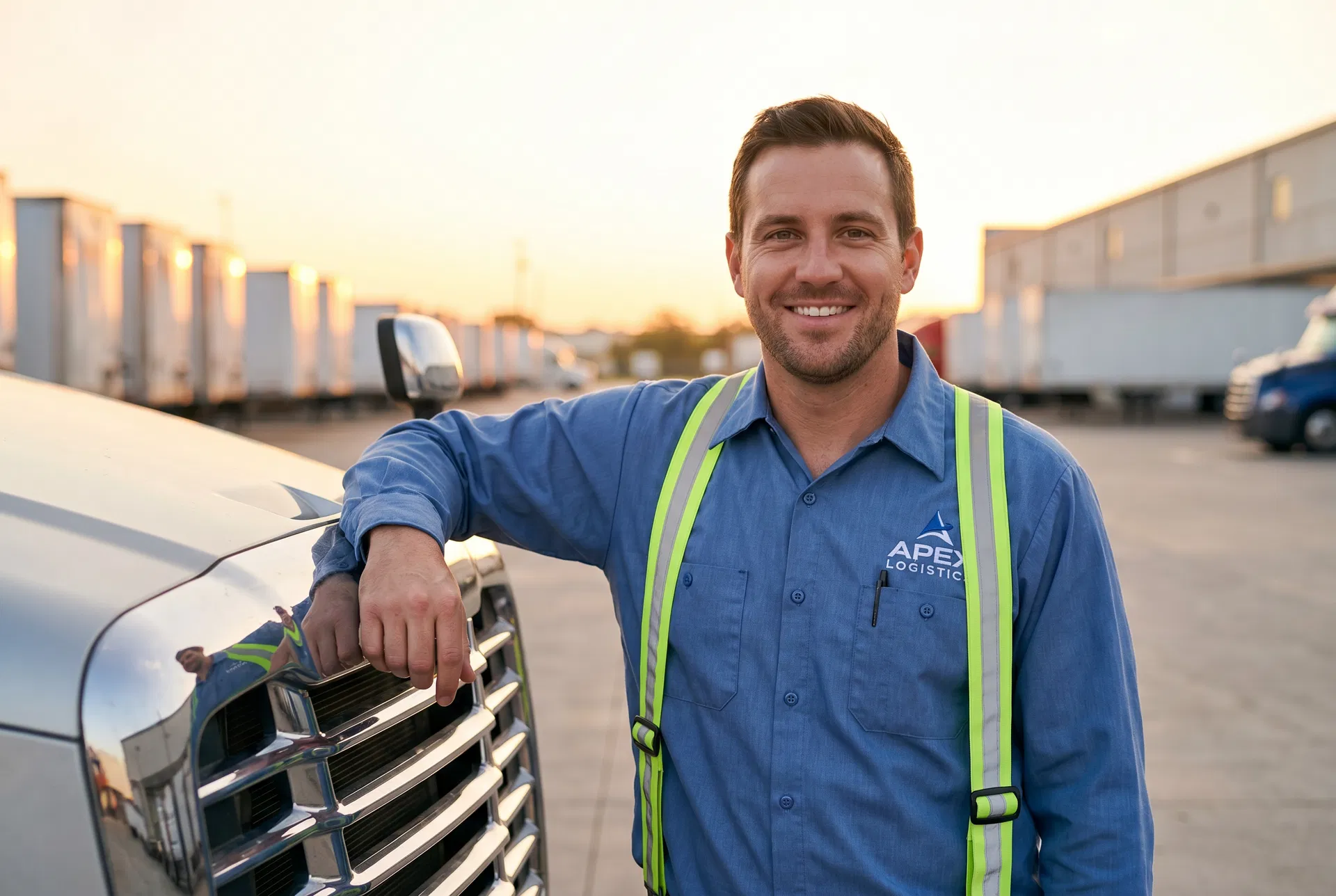 CDL-A driver standing by truck