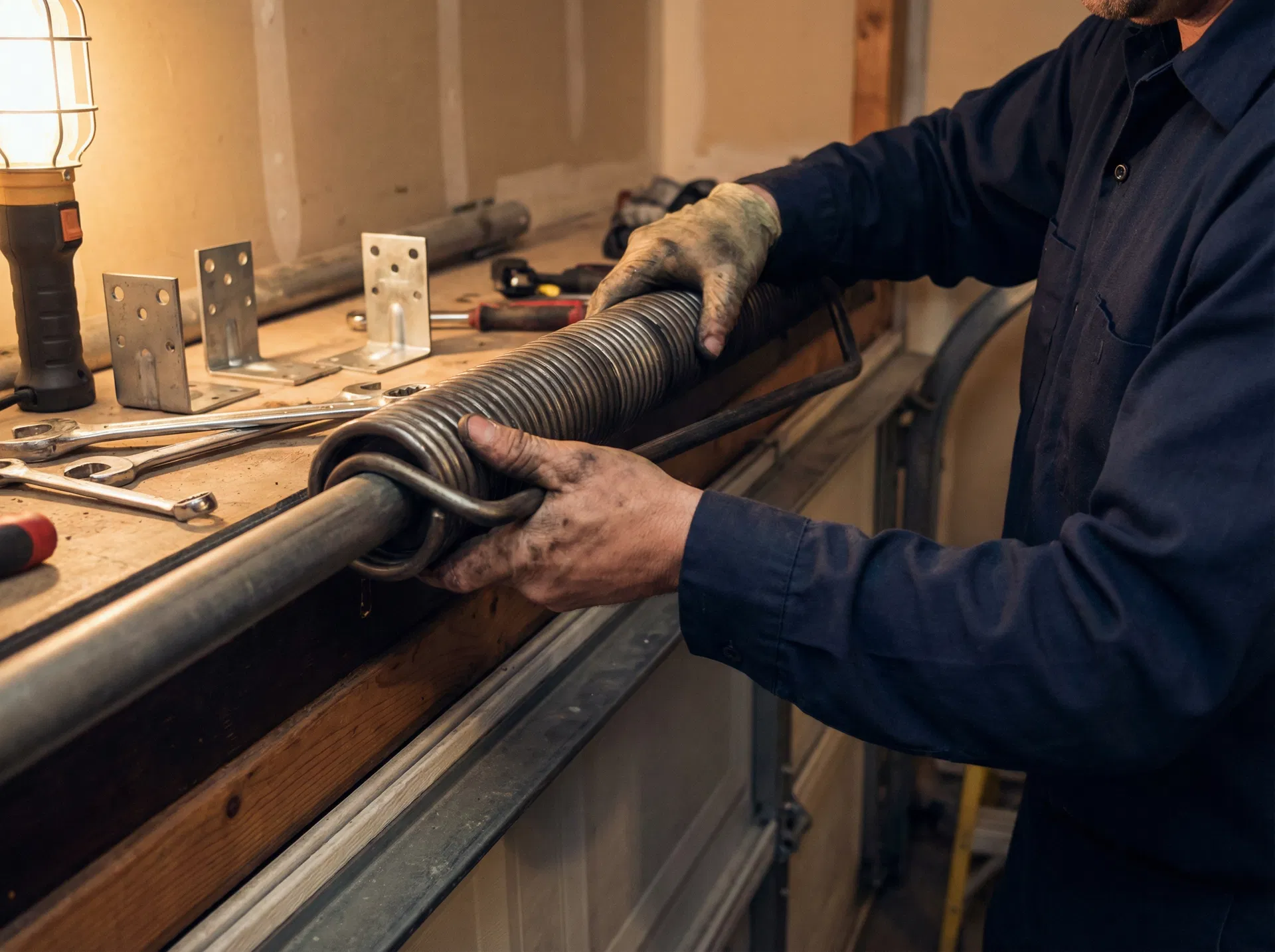 Expert garage door technician at work