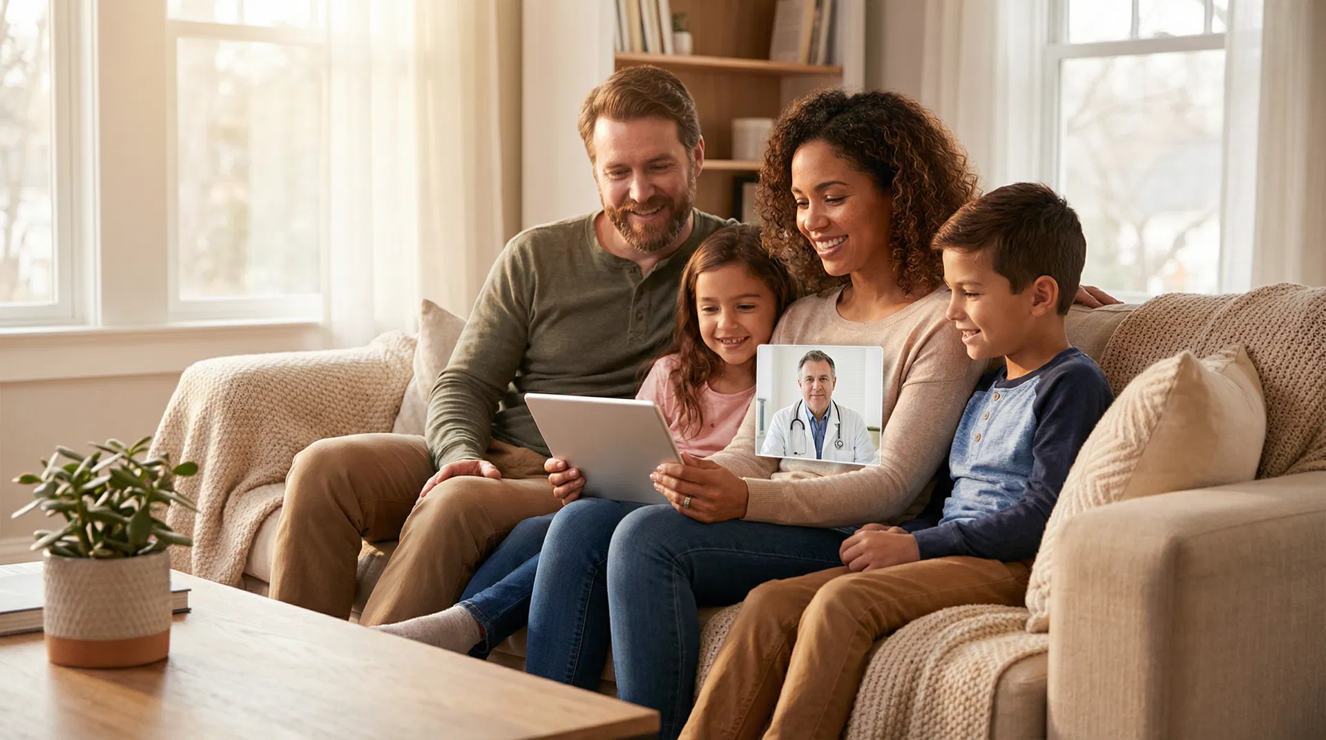Family using HealthTap telehealth