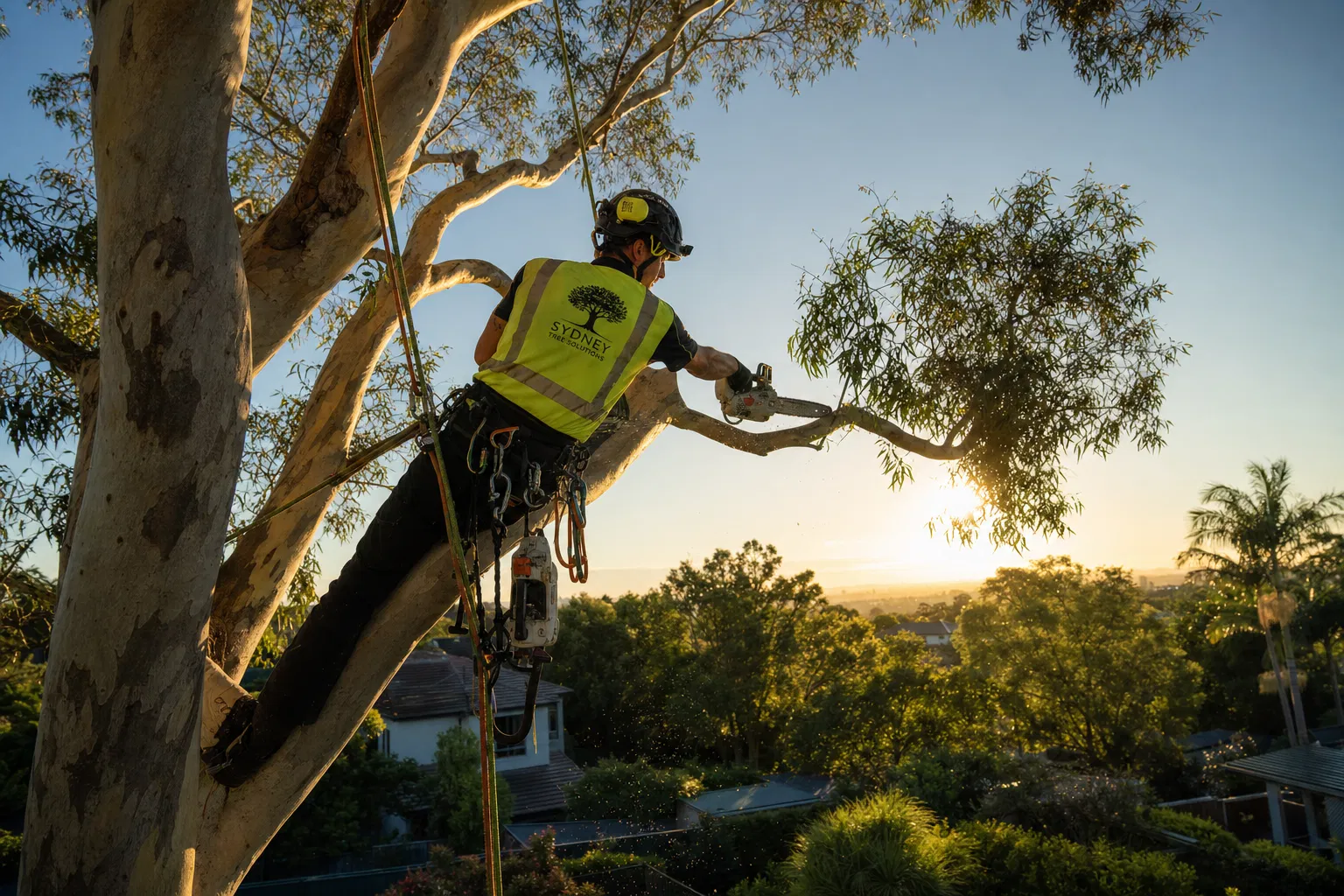 Professional arborist at work
