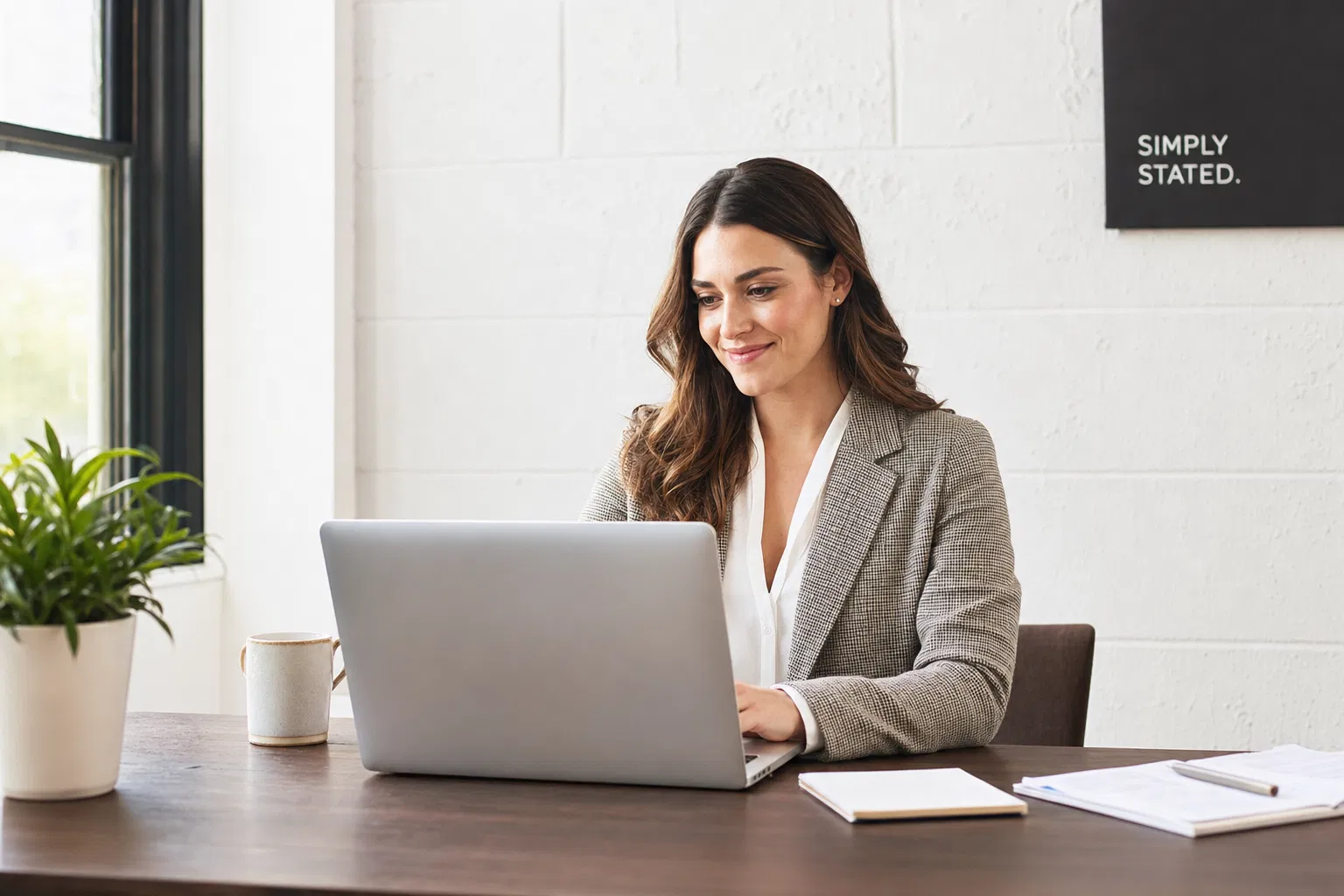 Business owner working efficiently at their desk