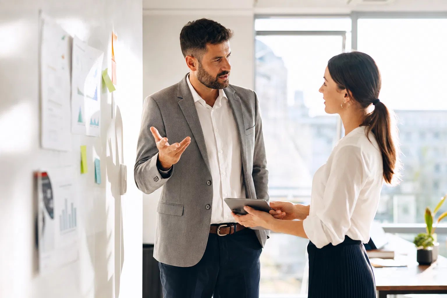 Business professionals collaborating in a modern office