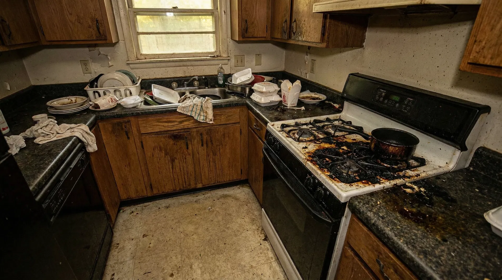 Kitchen before cleaning