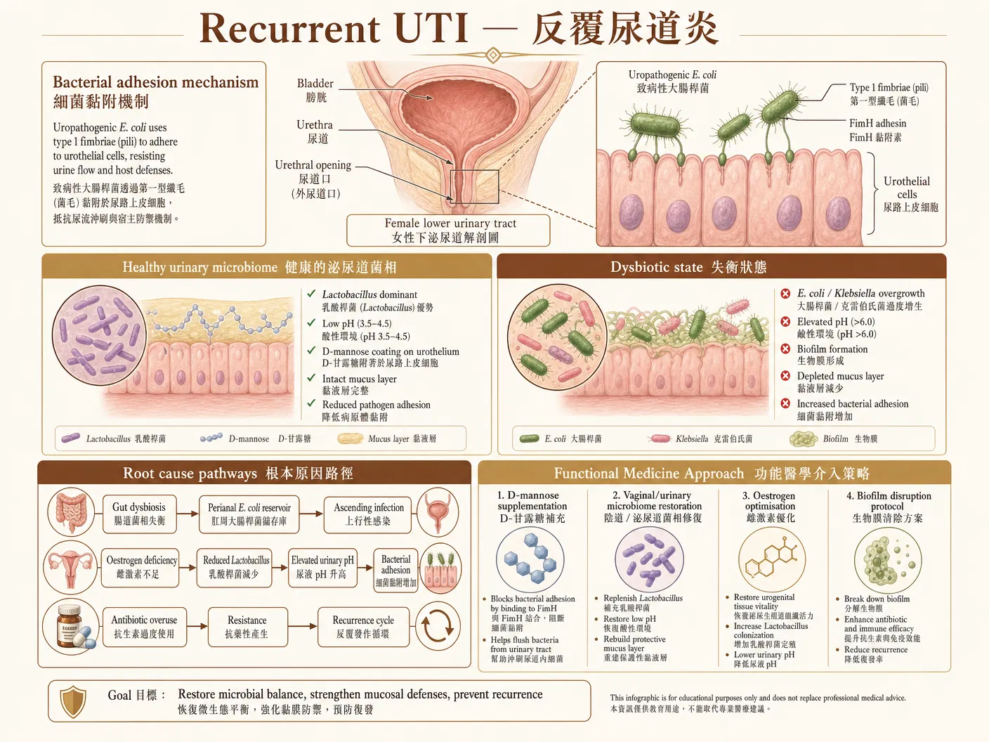 反覆尿道炎功能醫學評估圖