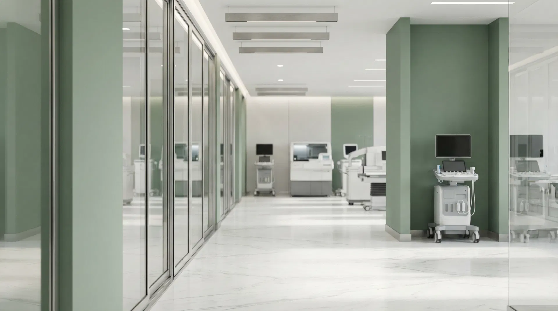 Corredor de hospital moderno — TAG Advogados Saúde