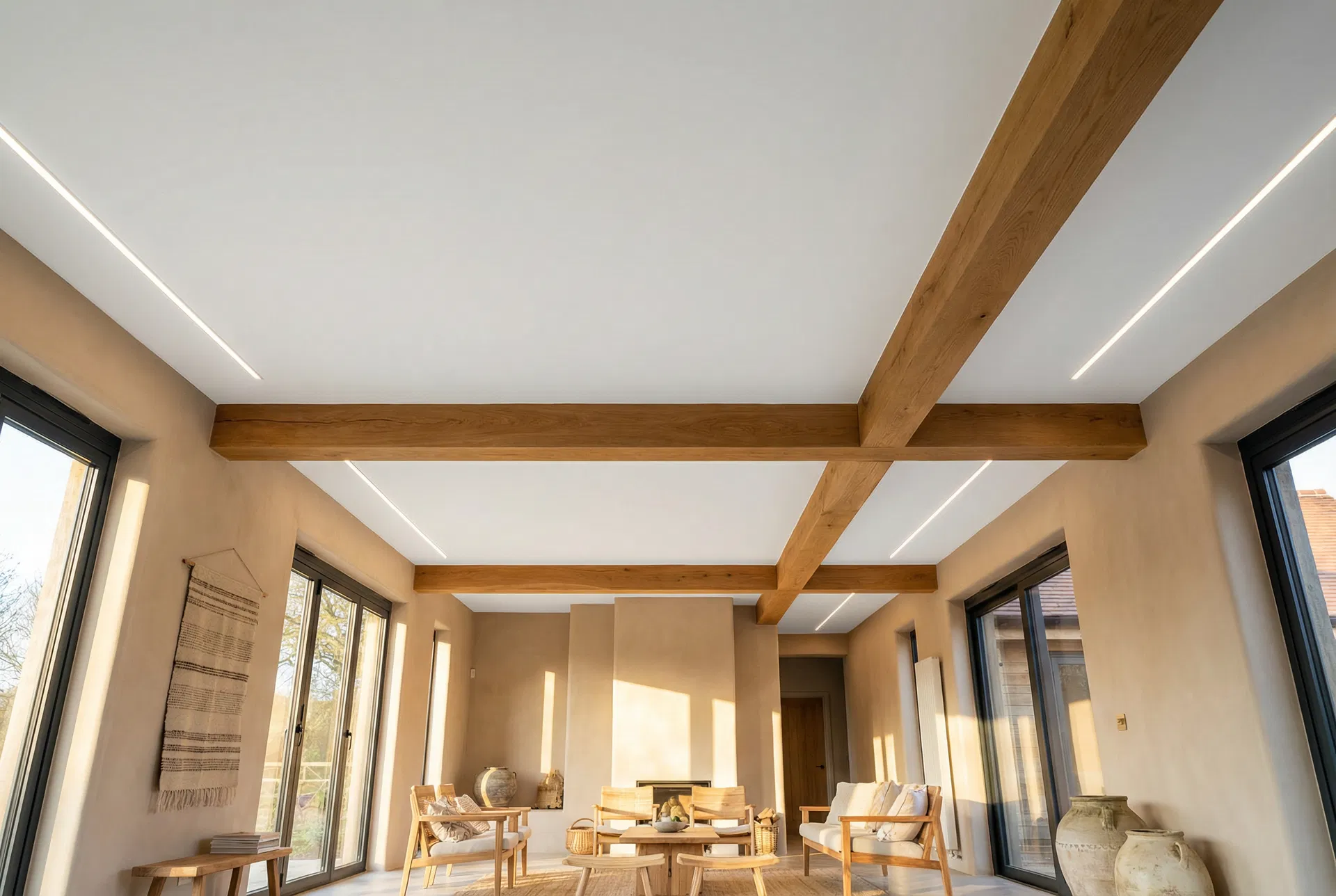 Interior room painted with NIVELO Ceiling Paint in Brilliant White showing anti-splatter formula