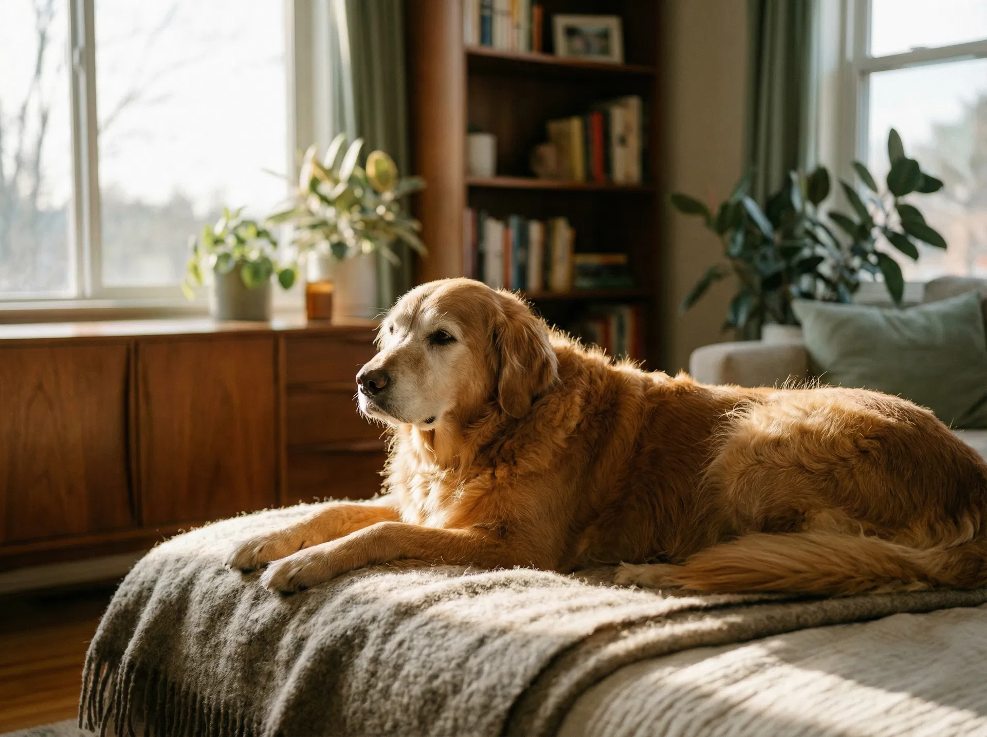 Retired service dog resting peacefully