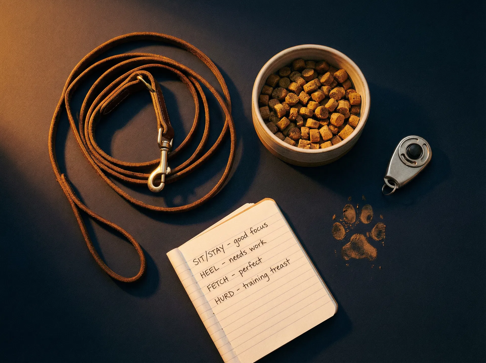 Training supplies flat lay