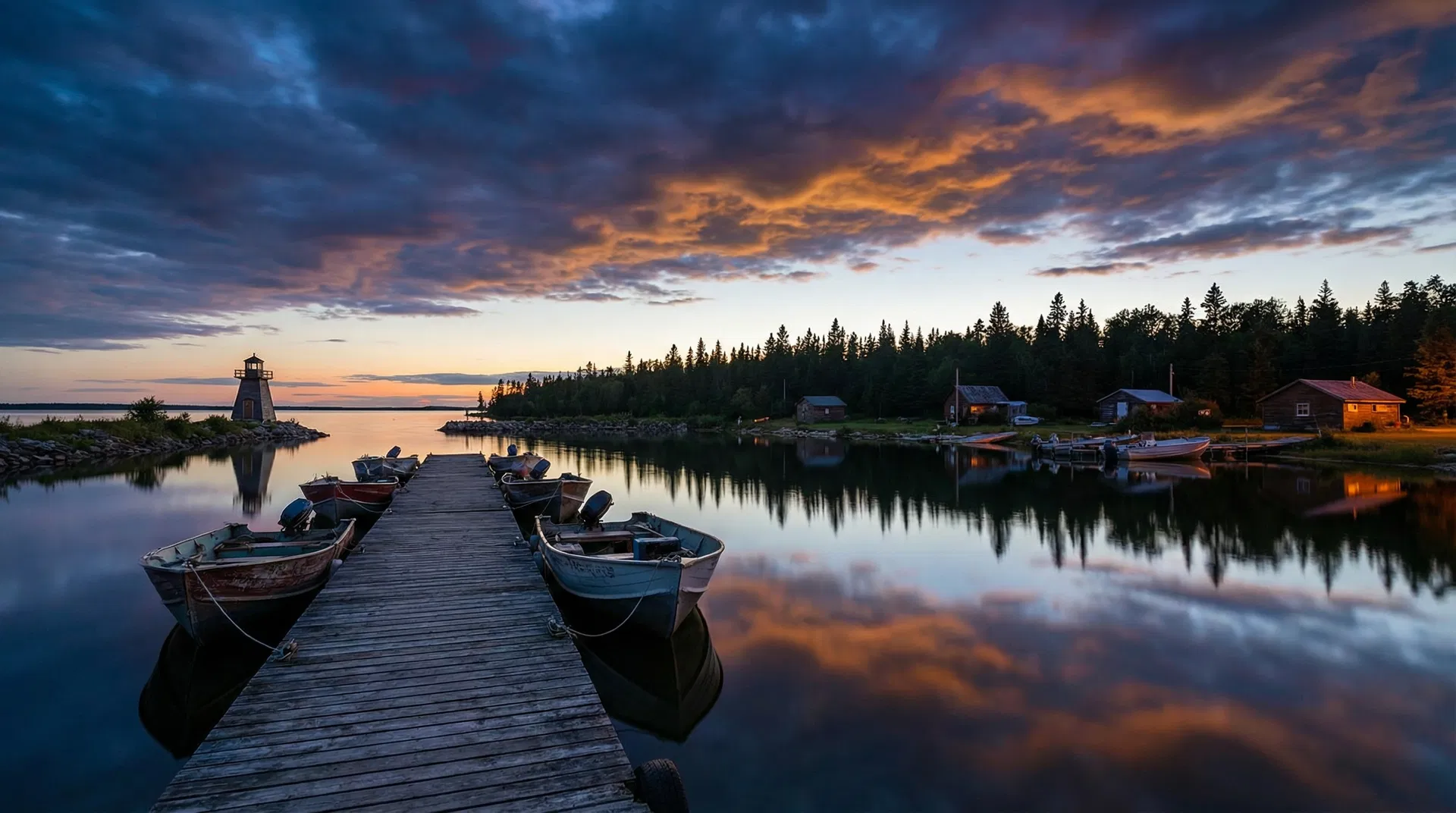 Hnausa Harbour at sunset