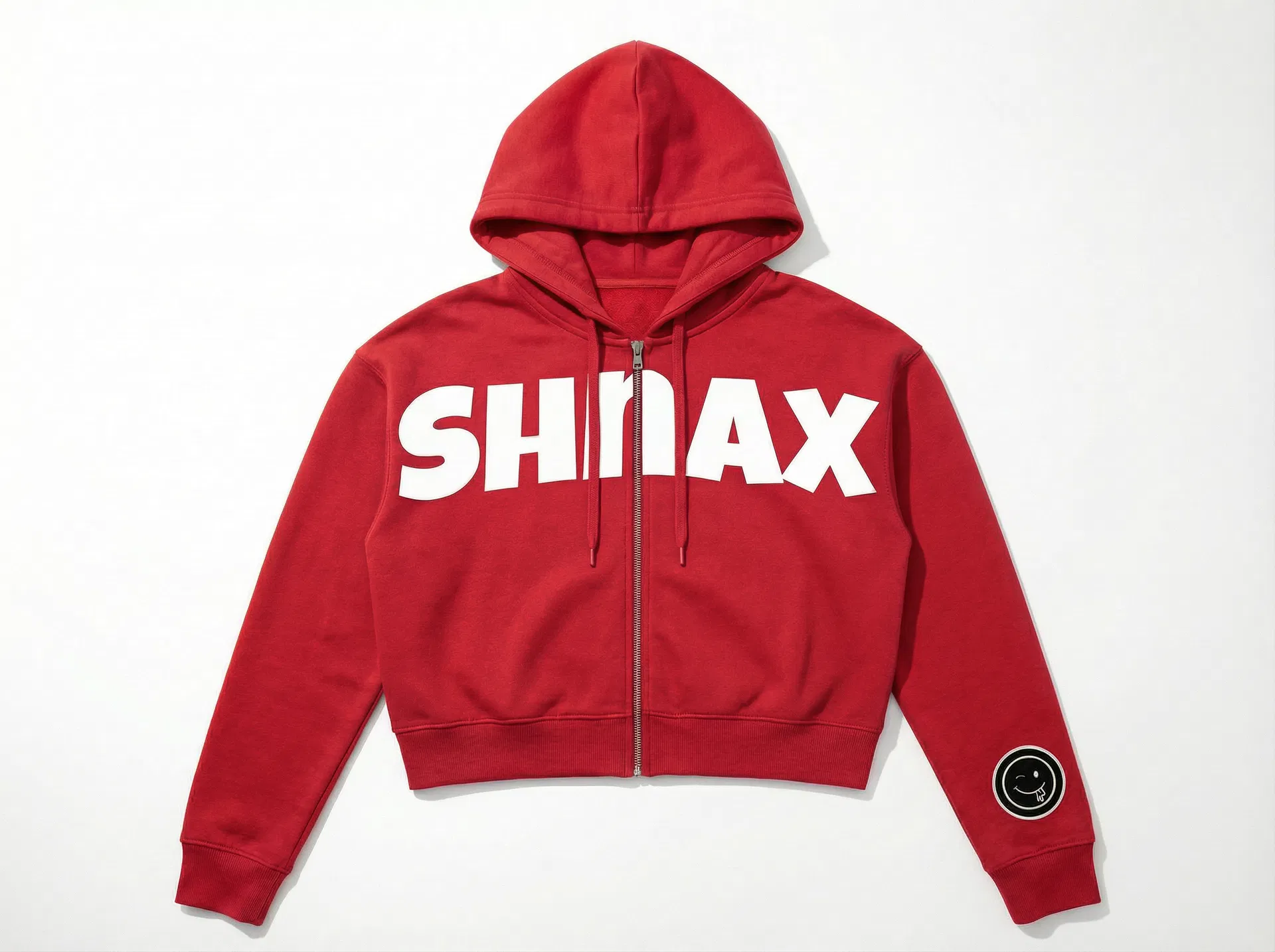 SHNAX CROP ZIP HOODIE — STRAWBERRY