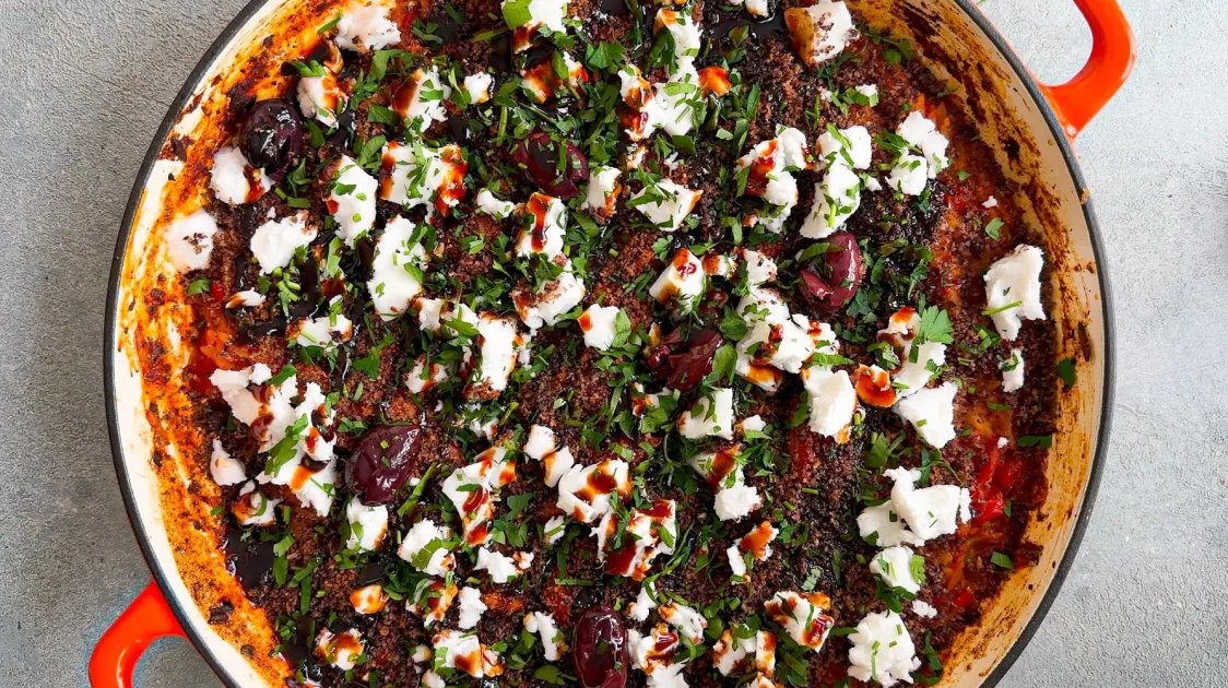 Balsamic Tomato Baked Orzo — a plant-based Mediterranean recipe by BOSH!