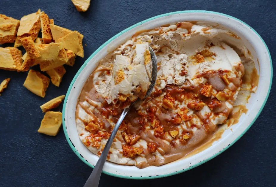 Biscoff and Honeycomb Ice Cream — a plant-based British recipe by BOSH!