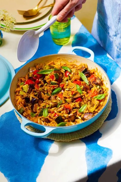Red Ratatouille Orzo Risotto