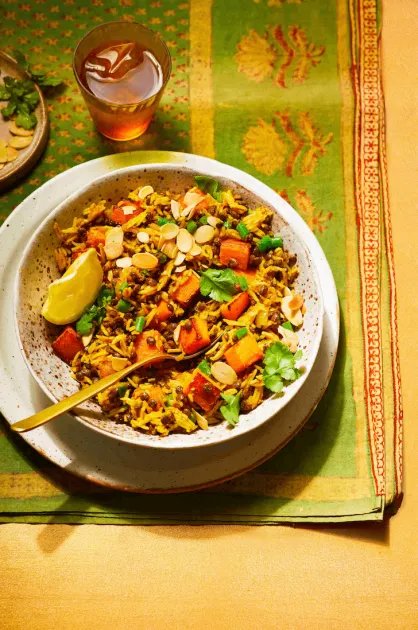 Super Quick Butternut Squash and Almond Biryani — a plant-based Indian recipe by BOSH!