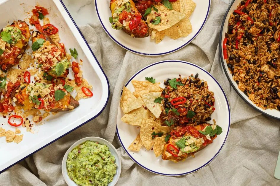Cheesy Burrito Sweet Potato Boats — a plant-based Mexican recipe by BOSH!
