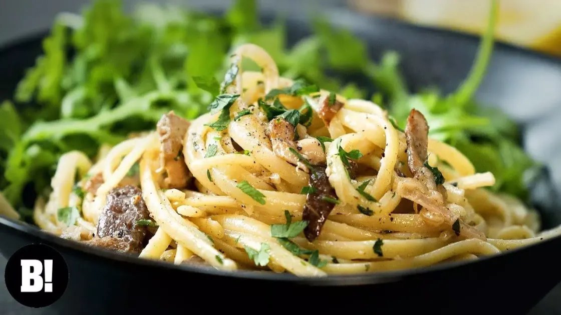 Creamy Lemony Linguini with Exotic Mushrooms — a plant-based Italian recipe by BOSH!