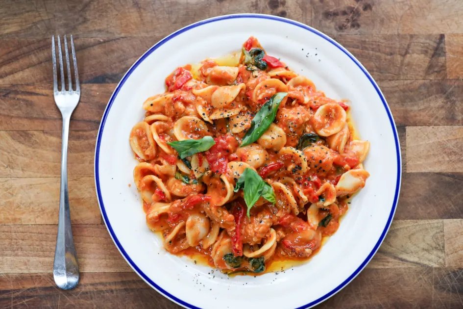 Creamy Sausage Pasta — a plant-based Italian recipe by BOSH!