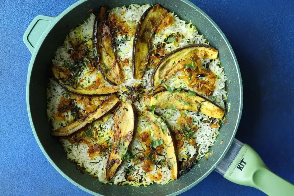 Curried Aubergine Rice — a plant-based Indian recipe by BOSH!