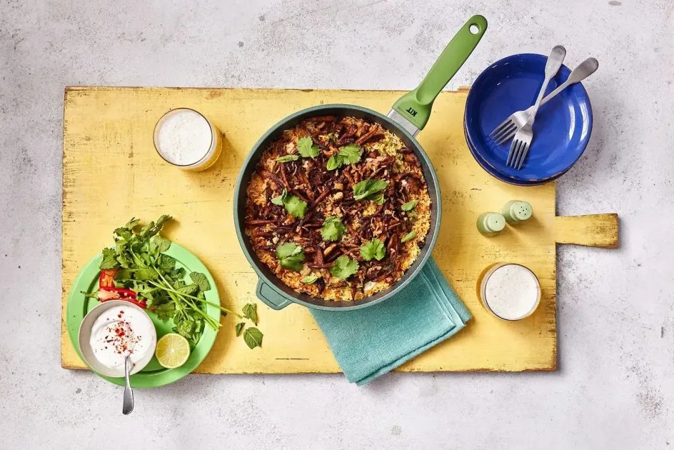Dig In Chick’n Sharing Rice — a plant-based British recipe by BOSH!