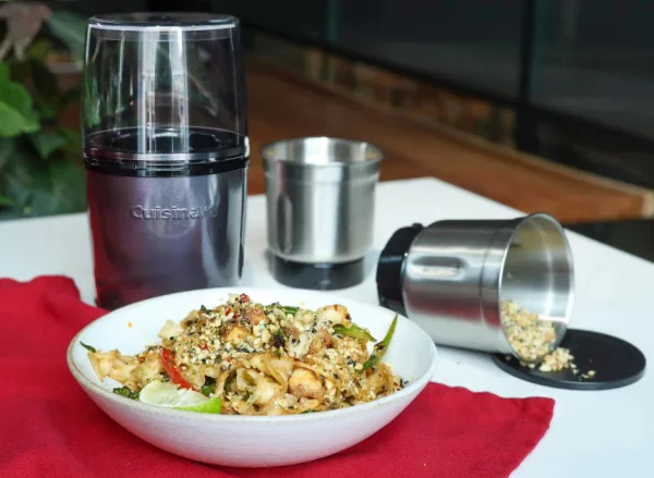 Five Spice Noodle Stir Fry with Peanut Chilli Crunch 