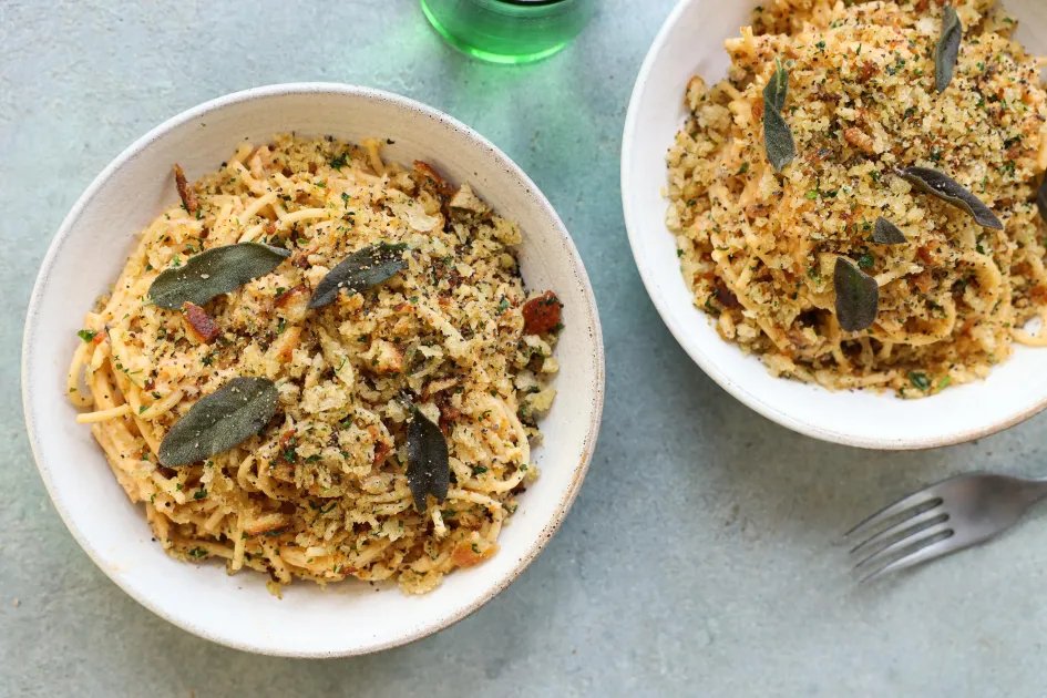 Fridge Raid Friday Breadcrumb Pasta — a plant-based Italian recipe by BOSH!