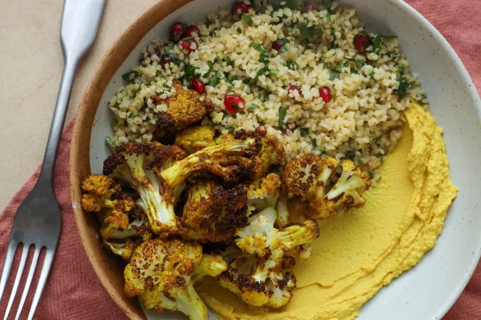 Golden Grain Bowl — a plant-based Mediterranean recipe by BOSH!